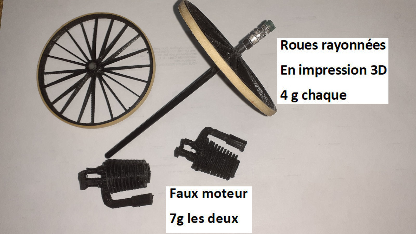 Roues rayonnées et faux moteur